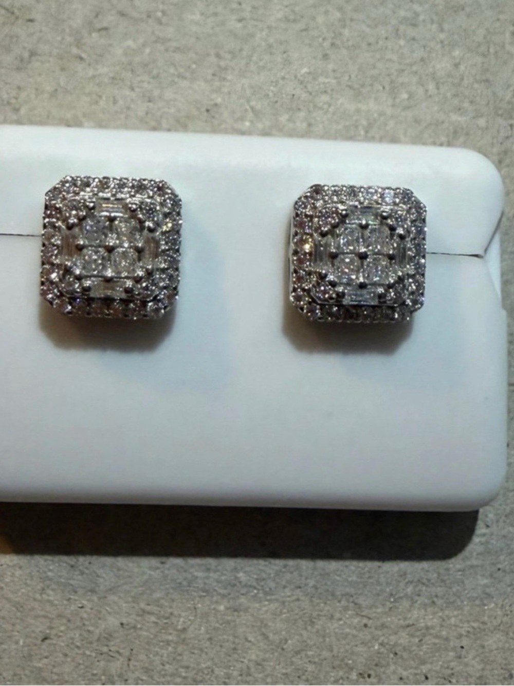 925 Sterling Silver Square Moissanite Earrings
